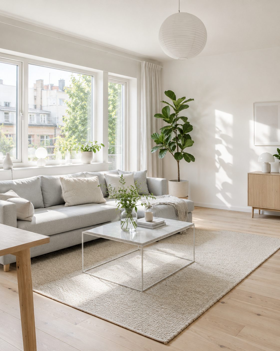 Ljust och nystädat vardagsrum